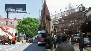 Hipsters Scatter As Massive Billboard Crashes Onto Brooklyn Expressway